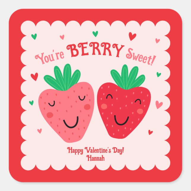 Sticker Carré Tu es une fraise douce pour la Saint-Valentin  (Devant)