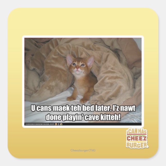 Sticker Carré Tu peux faire le lit plus tard. (Devant)