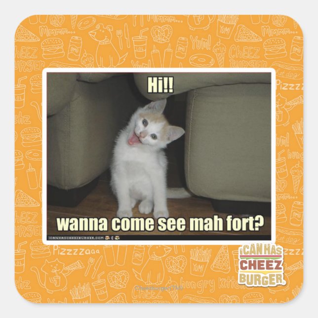 Sticker Carré Tu viens voir le fort de mah ? (Devant)