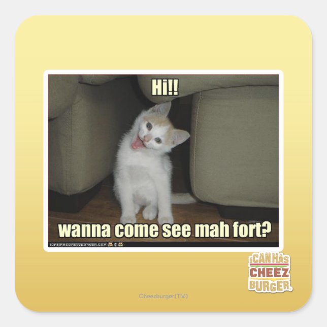 Sticker Carré Tu viens voir le fort de mah ? (Devant)
