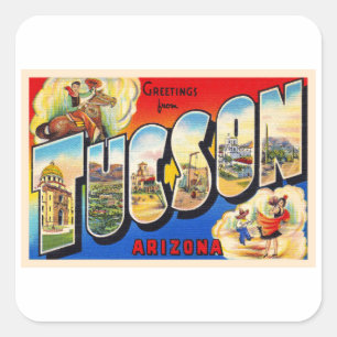 Sticker Carré Tucson Arizona AZ Vintage Grande Lettre Carte post
