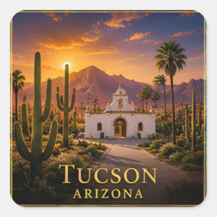 Sticker Carré Tucson Arizona désert de Sonora et pays saguaro 🗺