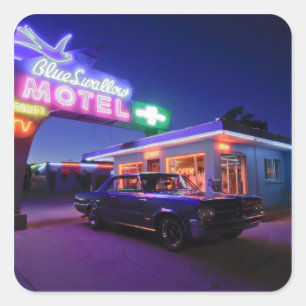 Sticker Carré Tucumcari, Nouveau-Mexique, États-Unis. Route 66 2