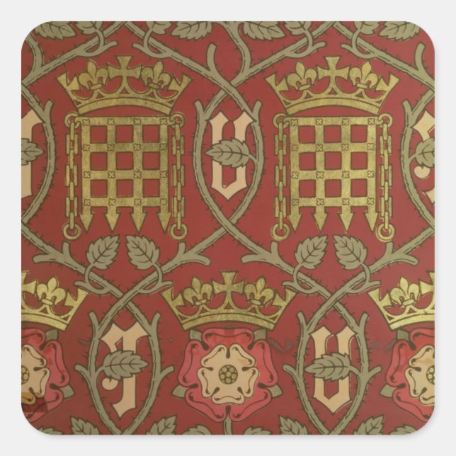 Sticker Carré 'Tudor Rose', papier peint de reproduction dessiné (Devant)