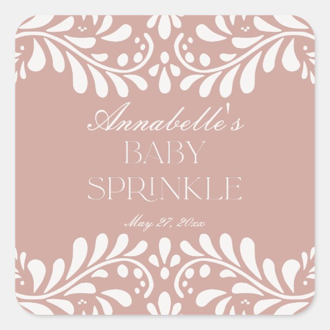 Sticker Carré Tuile Talavera rose Espagne Fiesta Baby Sprinking (Devant)