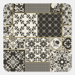 Sticker Carré Tuiles de Majolica Motifs islamiques.