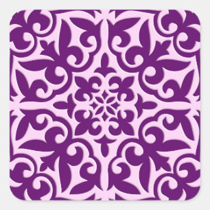 Sticker Carré Tuiles marocaines - violet et orchidée