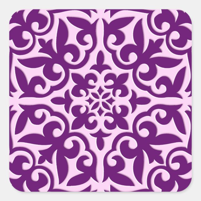 Sticker Carré Tuiles marocaines - violet et orchidée (Devant)