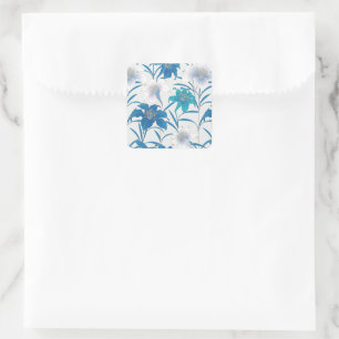 Sticker Carré Tulipes de printemps Floral Lilac Bleu