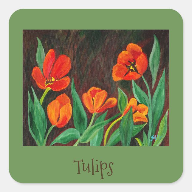 Sticker Carré Tulipes rouges (Devant)