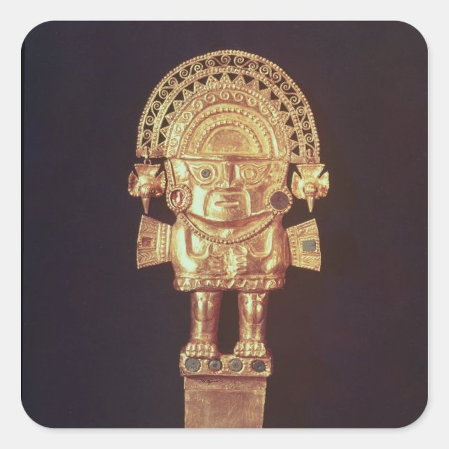 Sticker Carré Tumi ou couteau cérémonial en forme de Naylamp (Devant)