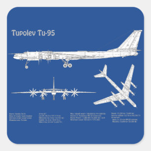 Sticker Carré Tupolev Tu-95 - Plan directeur de l'avion ABD