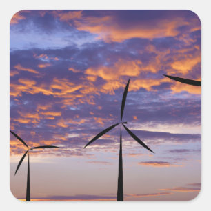 Sticker Carré Turbine de moulin à vent au coucher du soleil