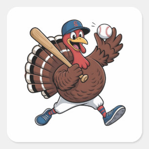 Sticker Carré Turquie Bateball de baseball de baseball de jeu Ba