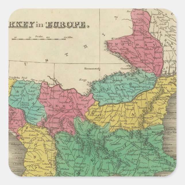 Sticker Carré Turquie en Europe (Devant)
