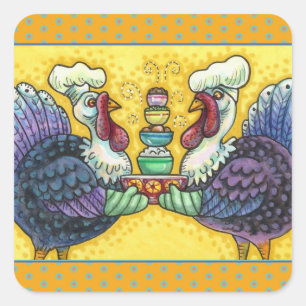 STICKER CARRÉ TURQUIE ET TOUS LES FIXINS, FUNNY MERCI AUX OISEAU