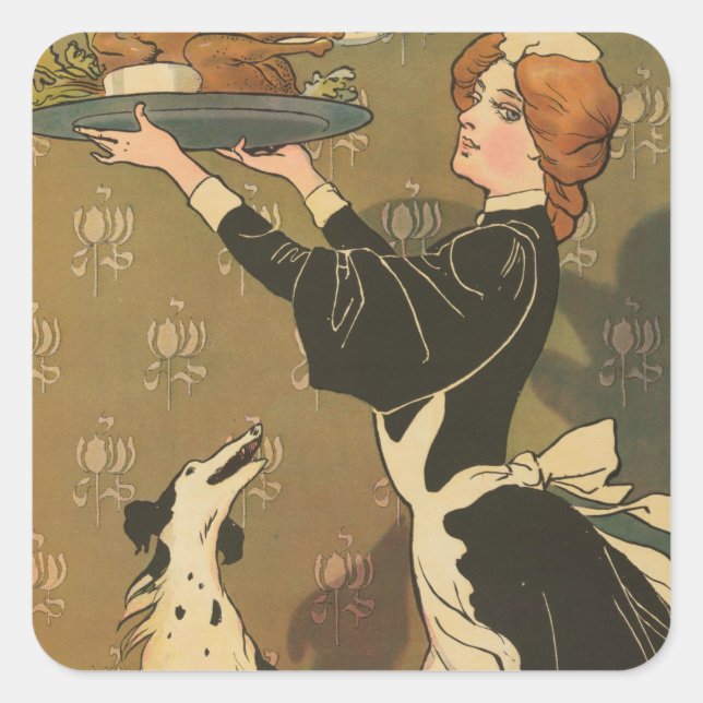 Sticker Carré Turquie victorienne de Thanksgiving vintage (Devant)