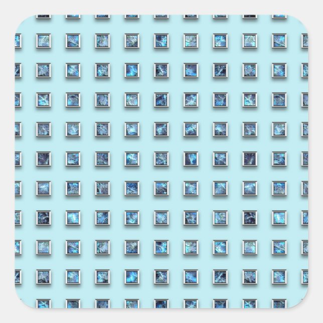 Sticker Carré Turquoise Bleu et Golden Gem Moderne (Devant)