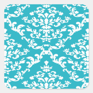 Sticker Carré Turquoise Bold Damask à Emporiomoffa