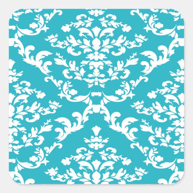Sticker Carré Turquoise Bold Damask à Emporiomoffa (Devant)