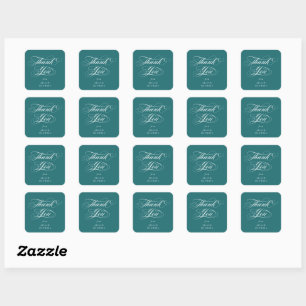 Sticker Carré Turquoise Elegant Script Graduation Merci