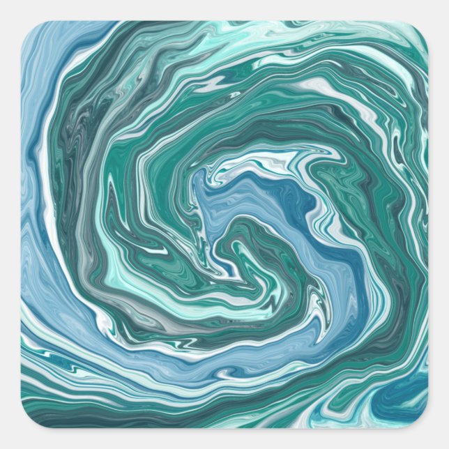 Sticker Carré Turquoise et Blue Swirls (Devant)