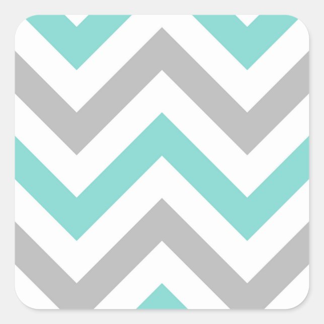 Sticker Carré Turquoise, Gray, Wht Large Chevron Zig Zag (Devant)