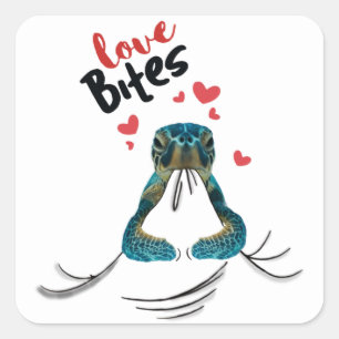 Sticker Carré Turtle Love Bites T-shirt Valentines Cadeaux T-shi