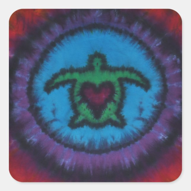 Sticker Carré Turtle Love Tie Dye (Devant)