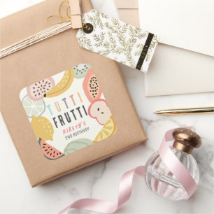 Sticker Carré Tutti Frutti Fruit coloré 2e anniversaire