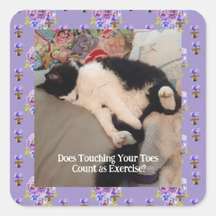 Sticker Carré Tuxedo Chat Cute Joyeux Anniversaire Touch Toes Ca