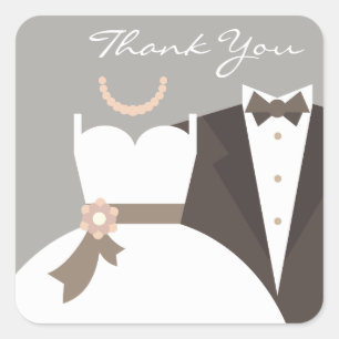 Sticker Carré Tuxedo et gown mariage merci