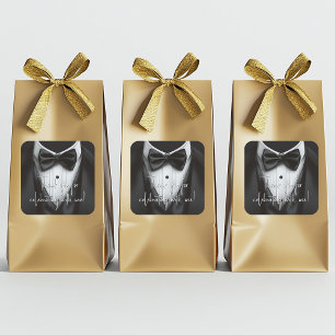 Sticker Carré Tuxedo Homme Noir et Blanc Fête d'Anniversaire