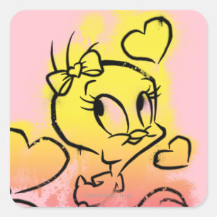 Sticker Carré TWEETY™ Avec des cœurs