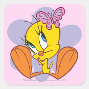 Sticker Carré TWEETY™ et Papillon