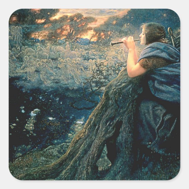 Sticker Carré “Twilight Fantasy” d'Edward Robert Hughes (Devant)