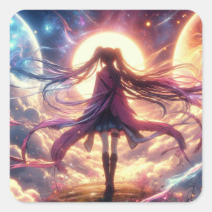 Sticker Carré Twilight galactique : Whispers of the Cosmos