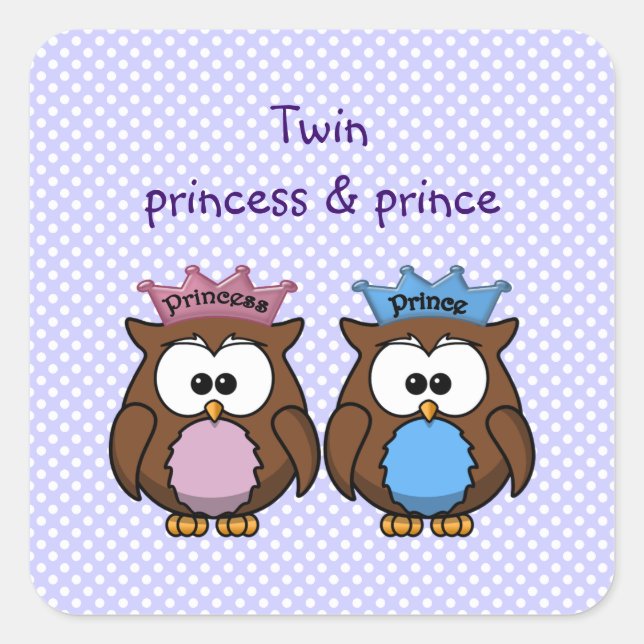 Sticker Carré twin owl princess (Devant)