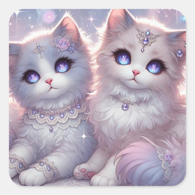 Sticker Carré Twin Princess Cats (Devant)