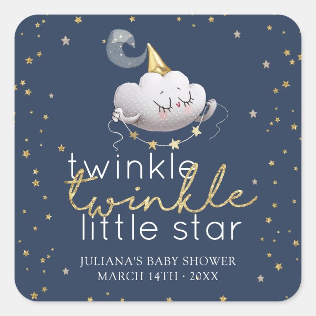 Sticker Carré Twinkle Twinkle Little Star Baby shower (Devant)