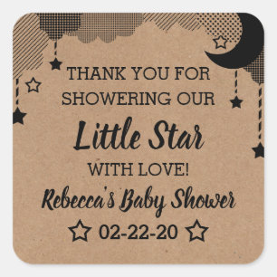 Sticker Carré Twinkle Twinkle Little Star Baby shower Merci