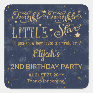 Sticker Carré Twinkle Twinkle Little Star Boy 2e fête d'annivers