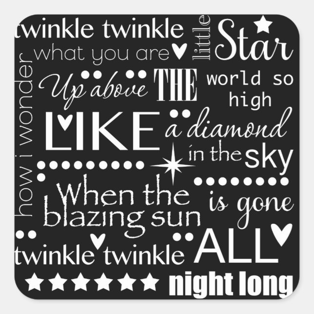 Sticker Carré Twinkle Twinkle Little Start Word Art Design de te (Devant)