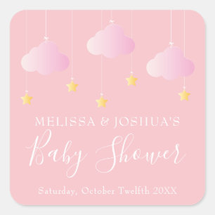 Sticker Carré Twinkle twinkle petite étoile baby shower rose ten