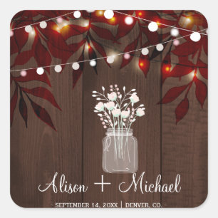 Sticker Carré Twinklights rustique automne mason bocal mariage