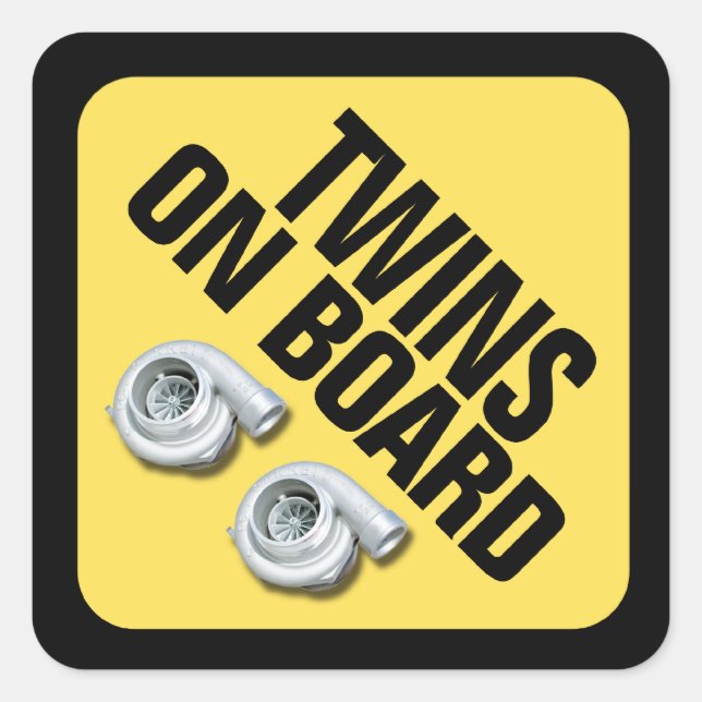 Sticker Carré Twins à bord - Twin Turbo (Devant)