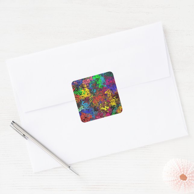 Sticker Carré Twirlers colorés Abstraits / (Enveloppe)