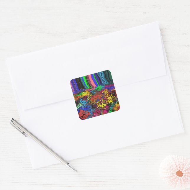 Sticker Carré Twirlers colorés Abstraits / Poussés / (Enveloppe)