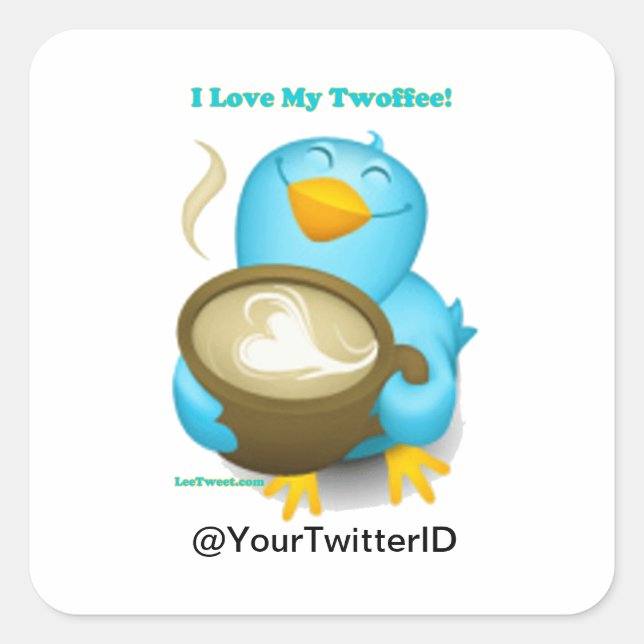 Sticker Carré Twitter ID I Love My Twoffee Cadeaux Vêtements (Devant)