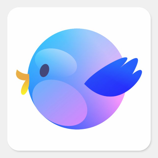 Sticker Carré Twitter, Tweet, Bird (Devant)